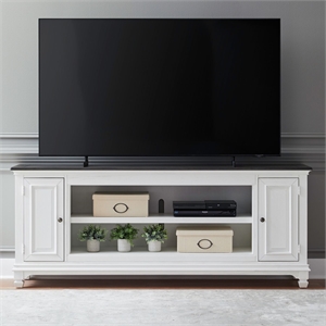 Pemberly Row 80 Inch Fireplace TV Console with 2 Doors in Brown