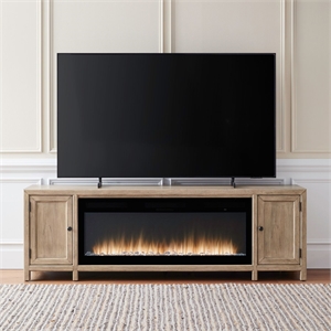 Pemberly Row 82 Inch Fireplace TV Console with Infinity Firebox in Brown