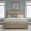 Pemberly Row California King Panel Bed with Sunburst Veneer in Brown