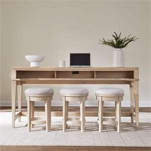 Pemberly Row 4 Piece Console Table Set with Swivel Stools in Brown