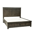 Pemberly Row Queen Double Storage Bed with Dresser Mirror Nightstand in Brown