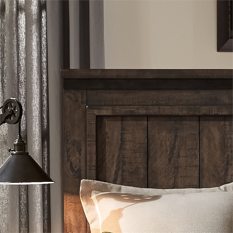 Pemberly Row Queen Storage Bed with Dresser Mirror and Nightstand in Brown