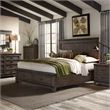 Pemberly Row Queen Storage Bed with Dresser Mirror and Nightstand in Brown