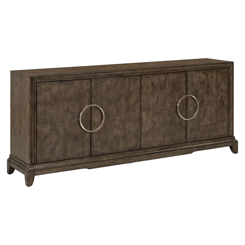 Pemberly Row 4 Door Accent Cabinet with Soft Close Hinges in Brown