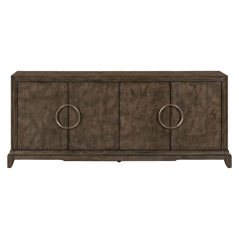 Pemberly Row 4 Door Accent Cabinet with Soft Close Hinges in Brown