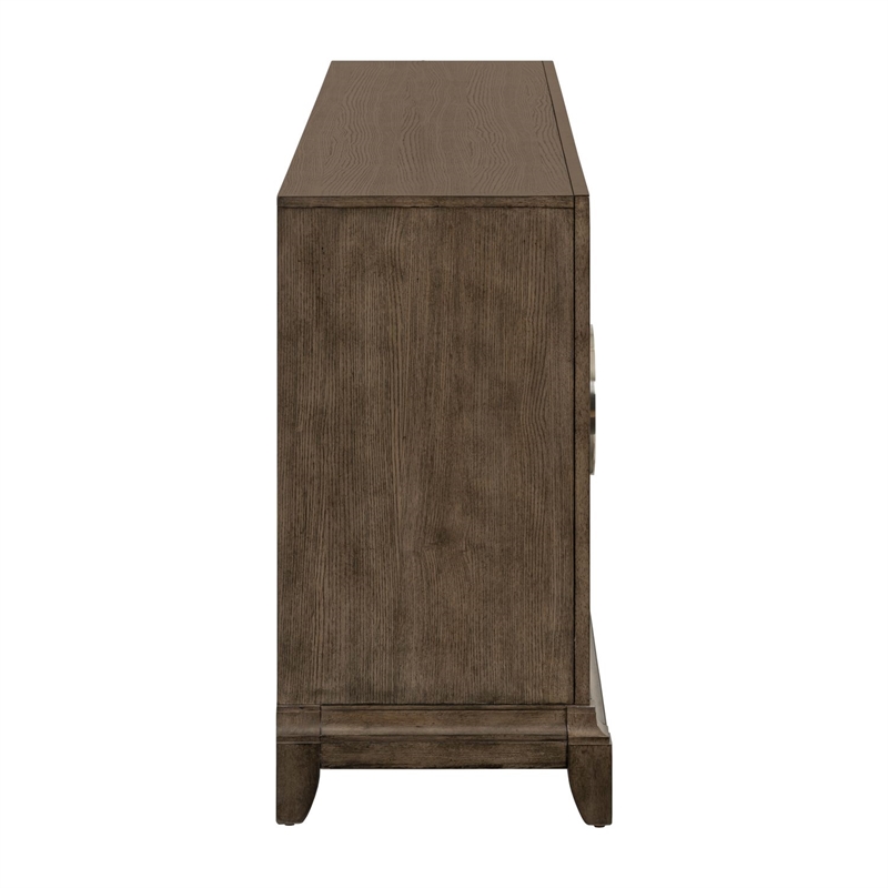 Pemberly Row 4 Door Accent Cabinet with Soft Close Hinges in Brown