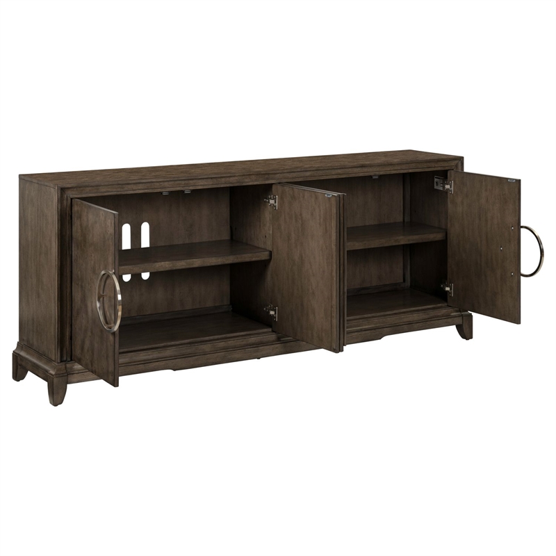 Pemberly Row 4 Door Accent Cabinet with Soft Close Hinges in Brown