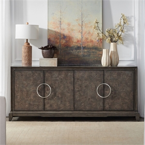 Pemberly Row 4 Door Accent Cabinet with Soft Close Hinges in Brown