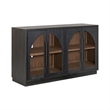 Pemberly Row 4 Door Glass Front Accent Cabinet with Plinth Base in Black