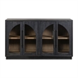 Pemberly Row 4 Door Glass Front Accent Cabinet with Plinth Base in Black