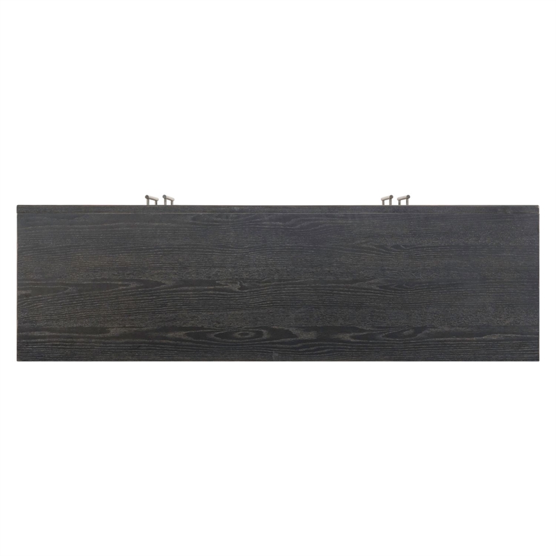 Pemberly Row 4 Door Glass Front Accent Cabinet with Plinth Base in Black