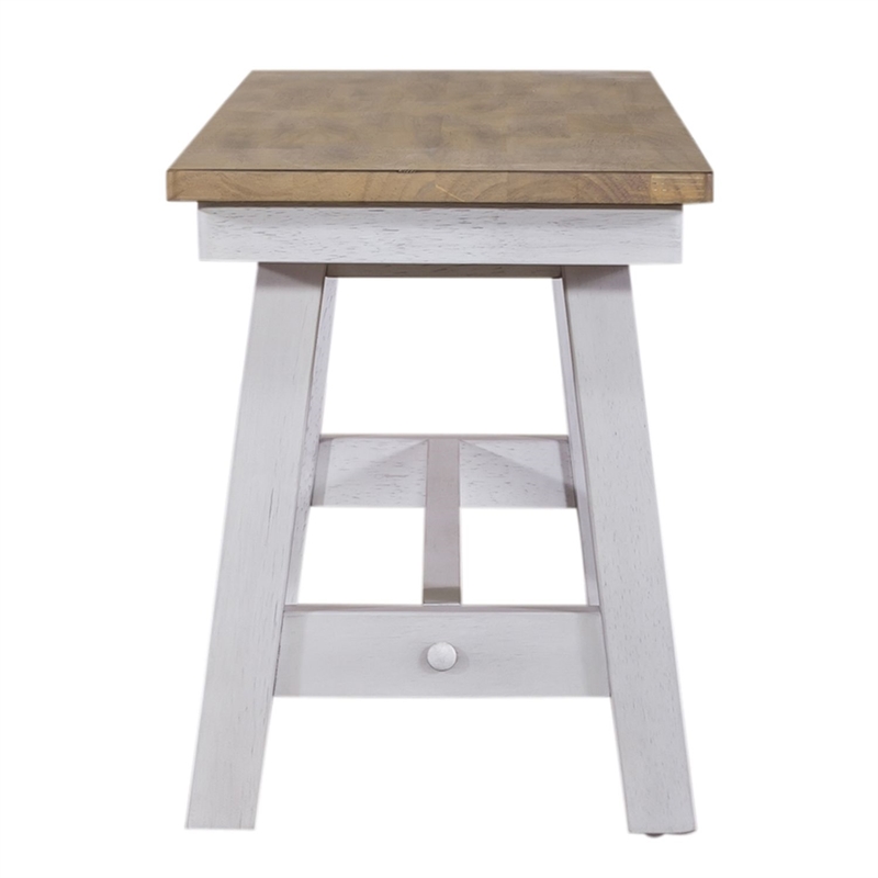 Pemberly Row Backless Dining Bench with Inverted V Pattern in White