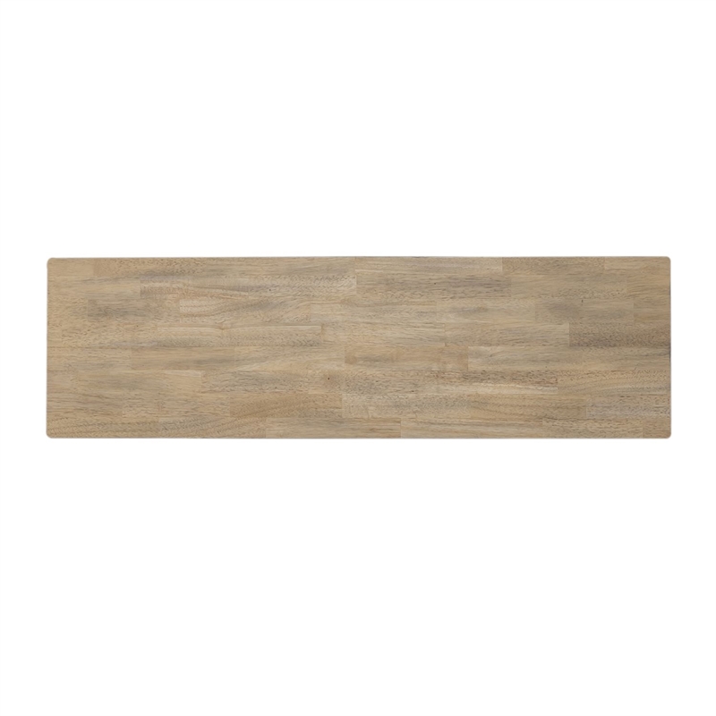 Pemberly Row Backless Dining Bench with Inverted V Pattern in White