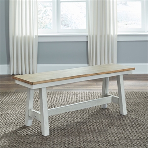 Pemberly Row Backless Dining Bench with Inverted V Pattern in White