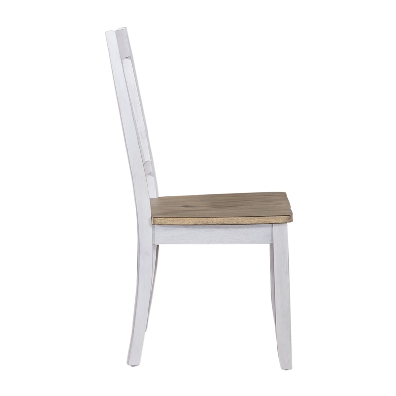 Pemberly Row Splat Back Dining Side Chairs with Saddle Seat Set of 2 in White