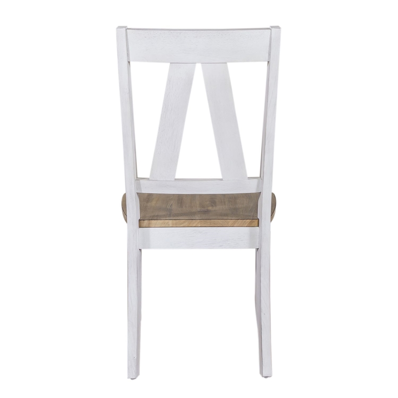 Pemberly Row Splat Back Dining Side Chairs with Saddle Seat Set of 2 in White