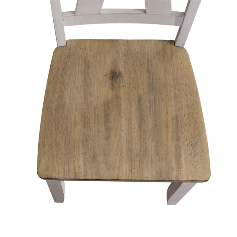 Pemberly Row Splat Back Dining Side Chairs with Saddle Seat Set of 2 in White