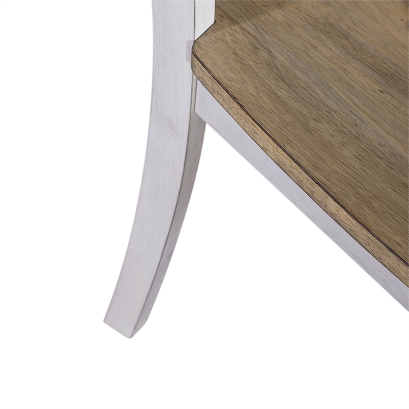 Pemberly Row Splat Back Dining Side Chairs with Saddle Seat Set of 2 in White