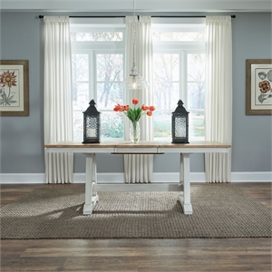 Pemberly Row Trestle Dining Table with 18 Inch Butterfly Leaf in White