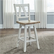 Pemberly Row Counter Height Swivel Chairs with Saddle Seat Set of 2 in White