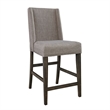 Pemberly Row Upholstered Counter Chair with Grey Linen Set of 2 in Brown