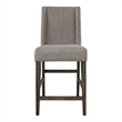 Pemberly Row Upholstered Counter Chair with Grey Linen Set of 2 in Brown