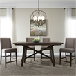 Pemberly Row Upholstered Counter Chair with Grey Linen Set of 2 in Brown