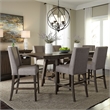Pemberly Row Upholstered Counter Chair with Grey Linen Set of 2 in Brown
