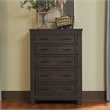 Pemberly Row Queen Panel Bed with Dresser Mirror Chest and Nightstand in Brown