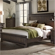 Pemberly Row Queen Panel Bed with Dresser Mirror Chest and Nightstand in Brown