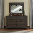 Pemberly Row Queen Panel Bed with Dresser Mirror Chest and Nightstand in Brown