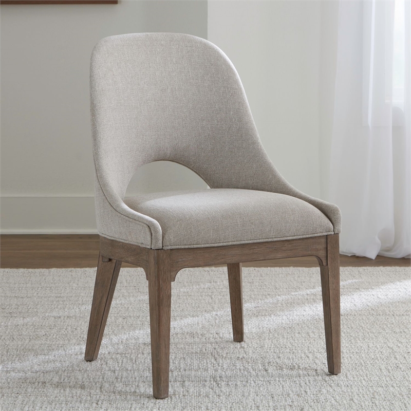 Pemberly Row Upholstered Dining Side Chairs Set of 2 in Brown