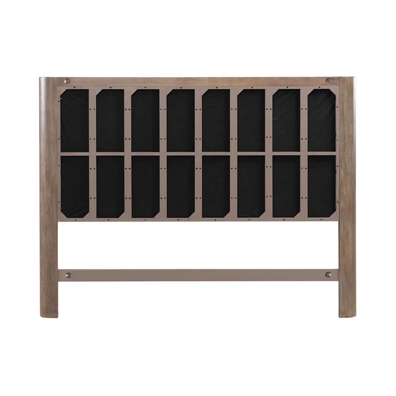 Pemberly Row Queen Upholstered Shelter Bed Headboard in Brown
