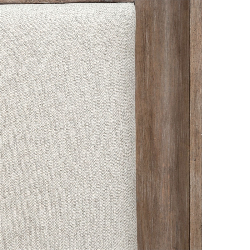 Pemberly Row Queen Upholstered Shelter Bed Headboard in Brown