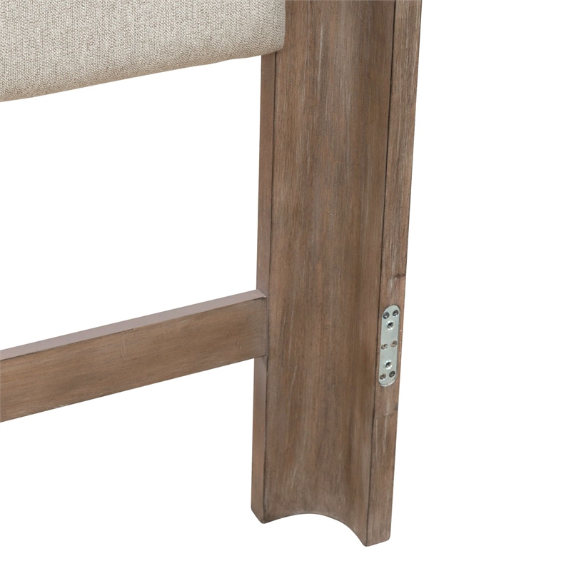 Pemberly Row Queen Upholstered Shelter Bed Headboard in Brown