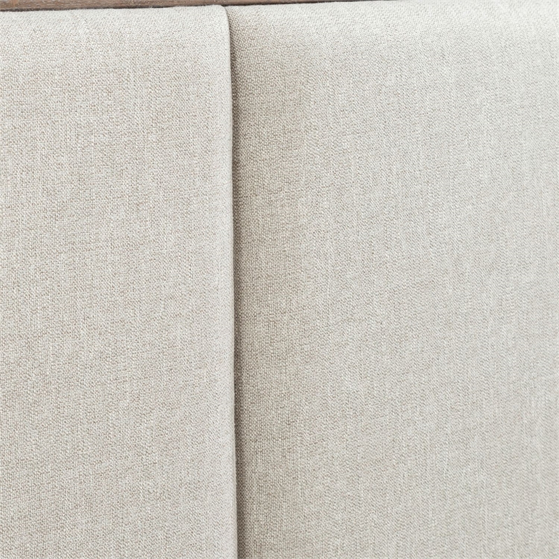Pemberly Row Queen Upholstered Shelter Bed Headboard in Brown