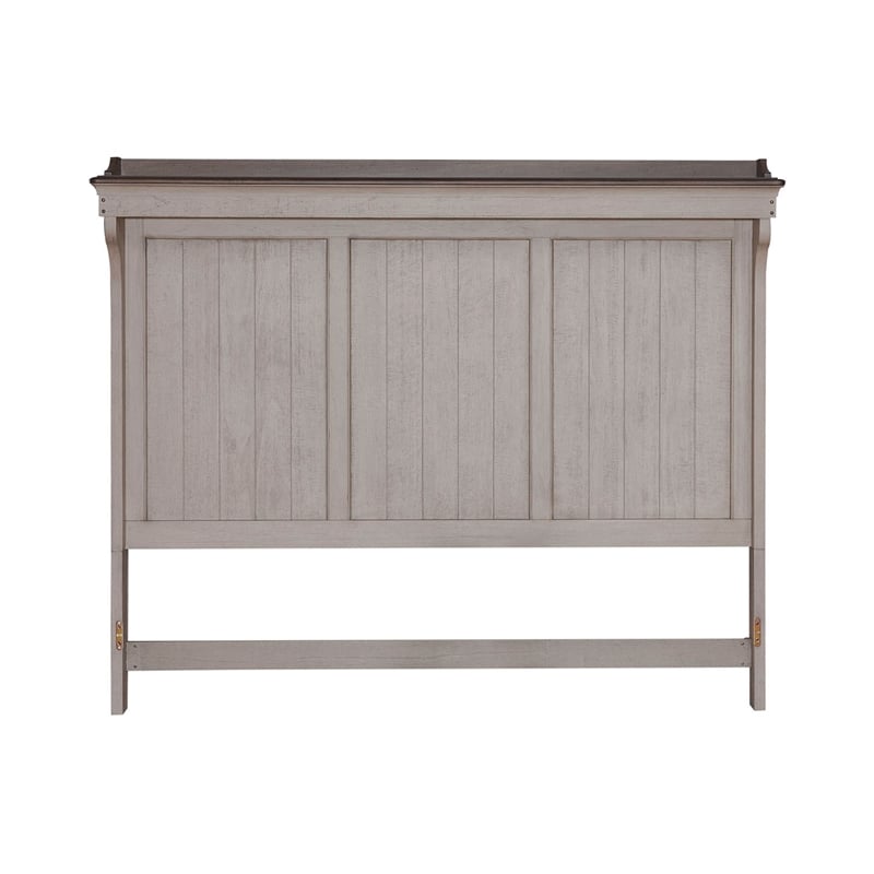 Pemberly Row King Mantle Headboard with LED Lighting and Gallery Top in White