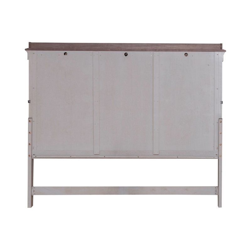 Pemberly Row King Mantle Headboard with LED Lighting and Gallery Top in White