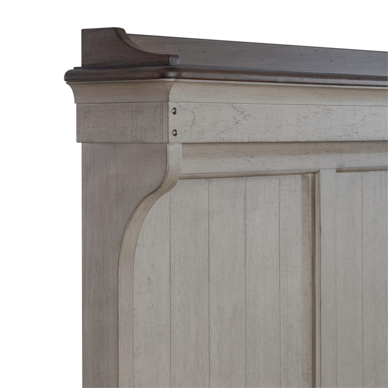 Pemberly Row King Mantle Headboard with LED Lighting and Gallery Top in White