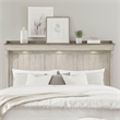 Pemberly Row Queen Mantle Headboard with LED Lighting and Gallery Top in White