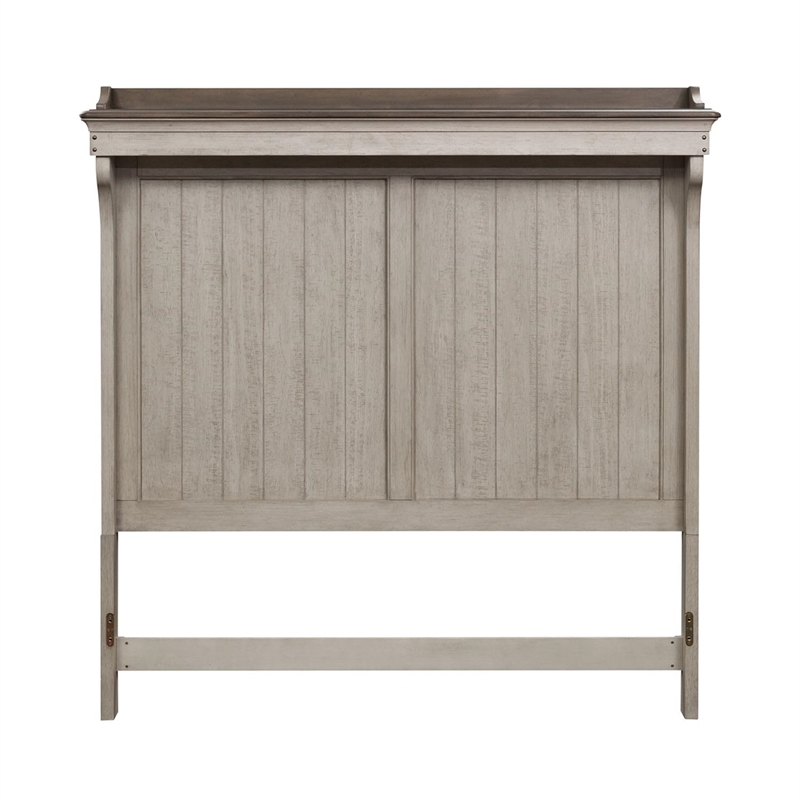 Pemberly Row Queen Mantle Headboard with LED Lighting and Gallery Top in White