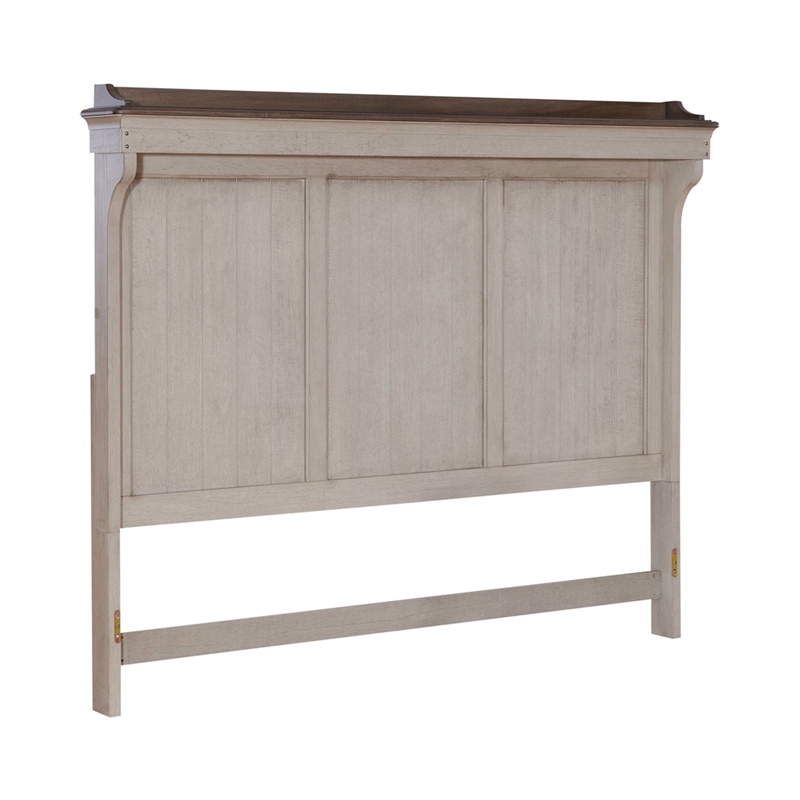 Pemberly Row California King Mantle Bed with LED and Gallery Top in White