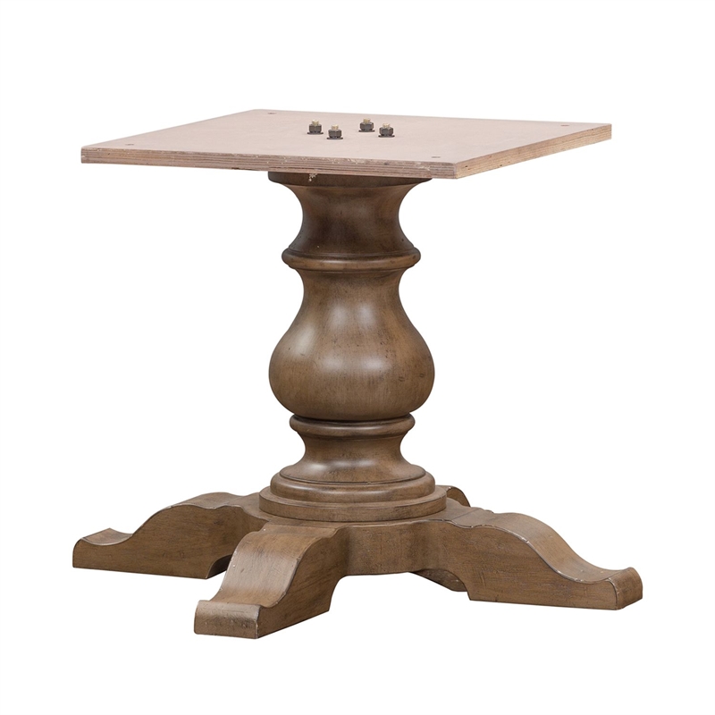 Pemberly Row 5 Piece Pedestal Dining Set with Tufted Chairs in Taupe