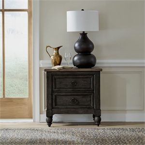 Pemberly Row 2 Drawer Nightstand with USB Charging Station in Black