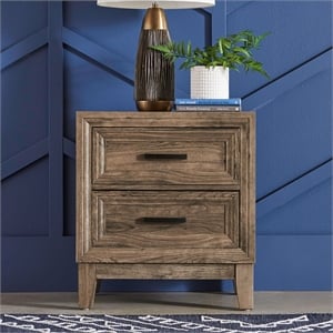 Pemberly Row 2 Drawer Nightstand with Canted Molding Detail in Brown