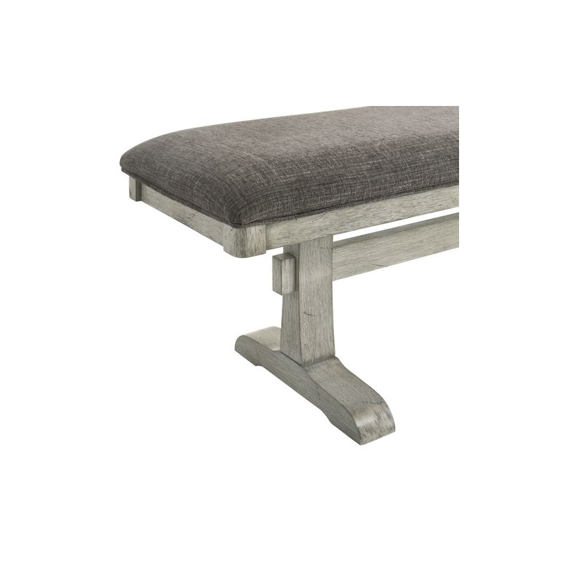 Pemberly Row Upholstered Dining Bench with Pedestal Legs and Trestle