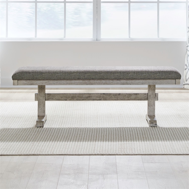 Pemberly Row Upholstered Dining Bench with Pedestal Legs and Trestle