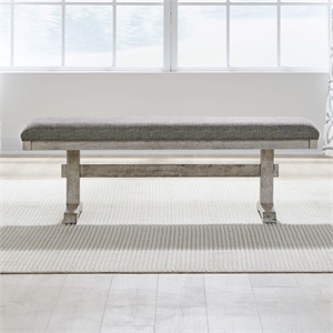 Pemberly Row Upholstered Dining Bench with Pedestal Legs and Trestle