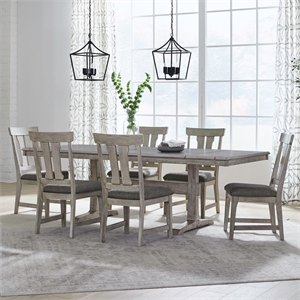 Pemberly Row 7 Piece Trestle Dining Set with Splat Back Chairs in White