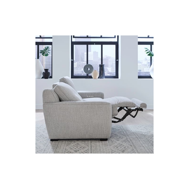 Pemberly Row 2 Piece Power Reclining Loveseat in Smoke Gray Fabric